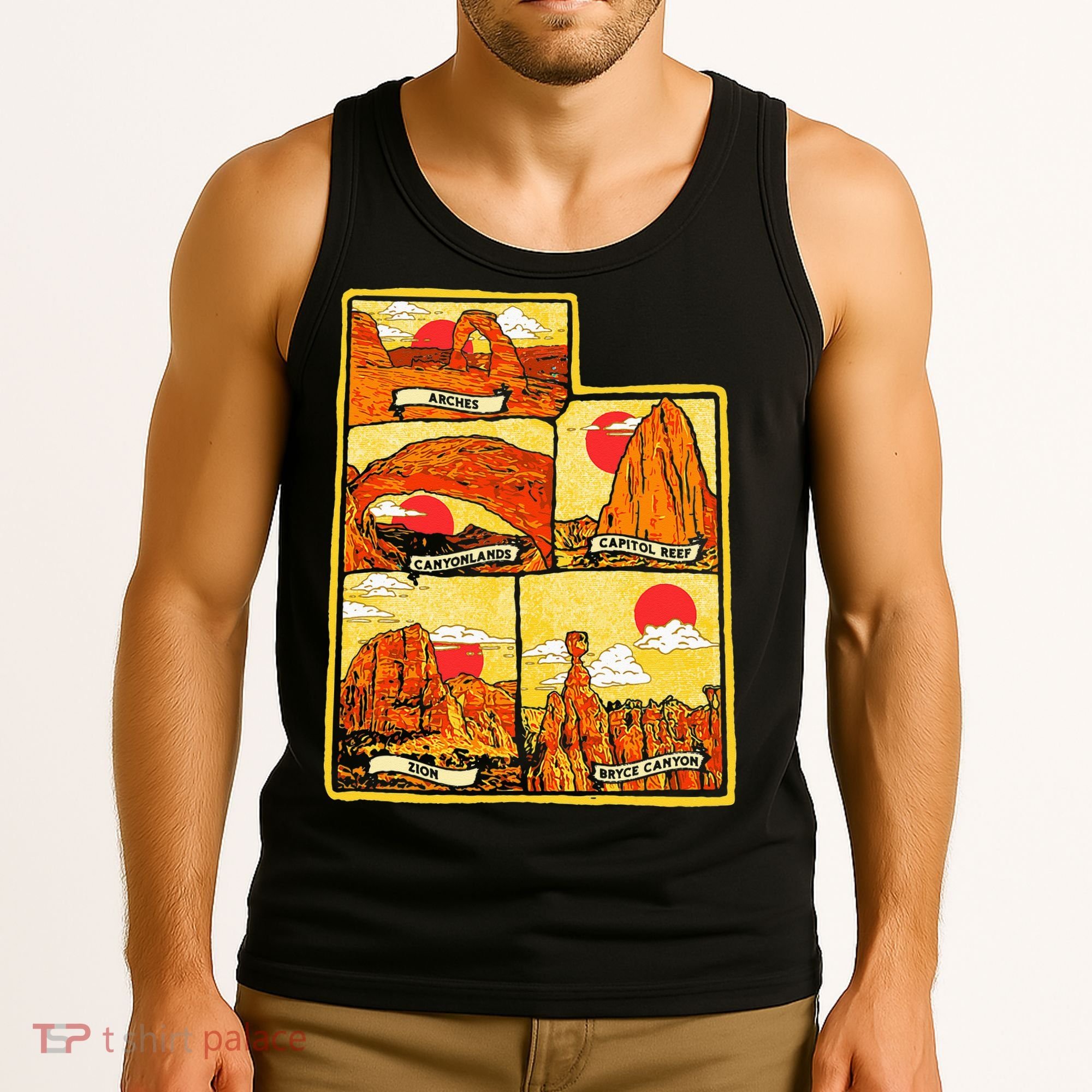 State of Utah Five National Parks Arches Zion Capitol Bryce Tank Top