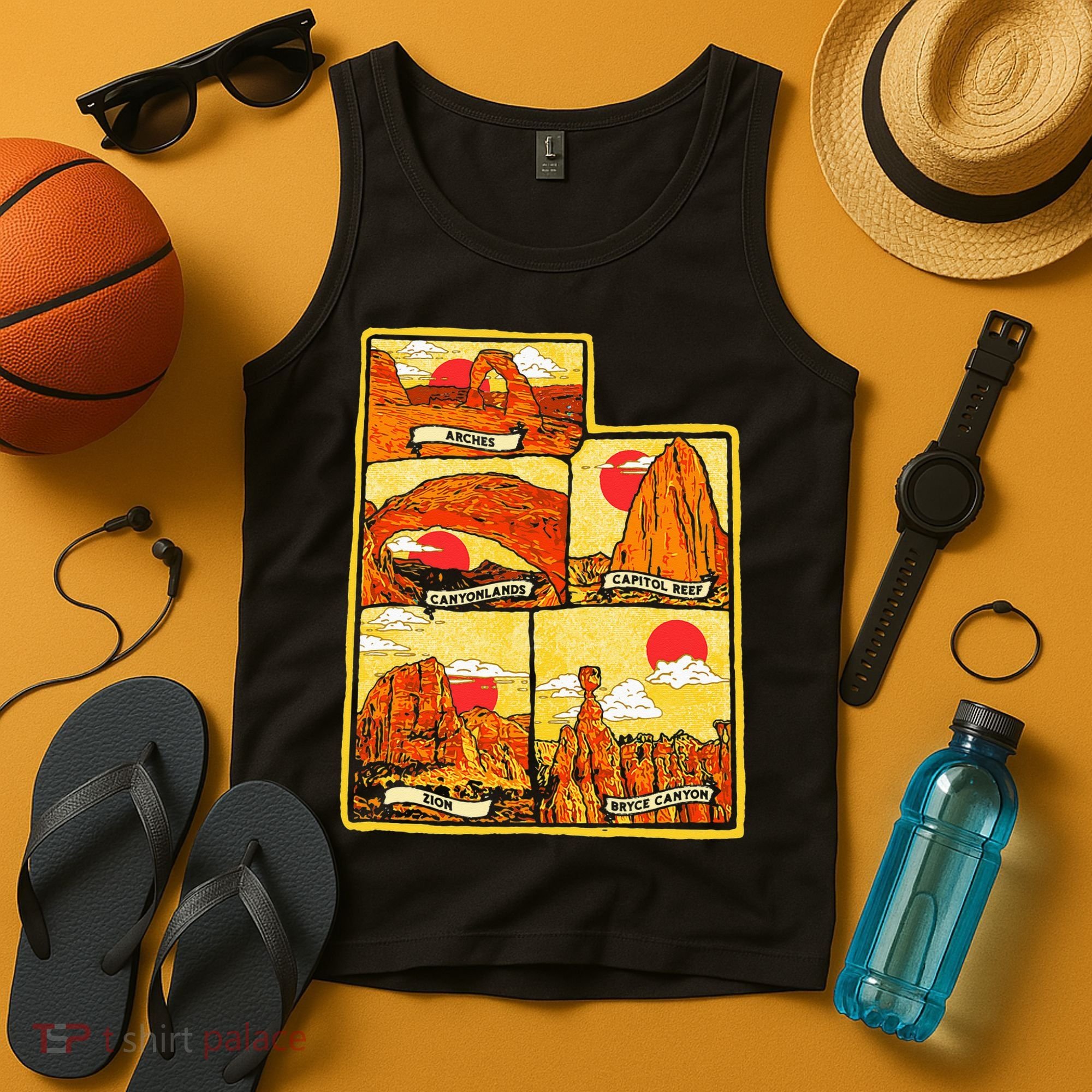 State of Utah Five National Parks Arches Zion Capitol Bryce Tank Top