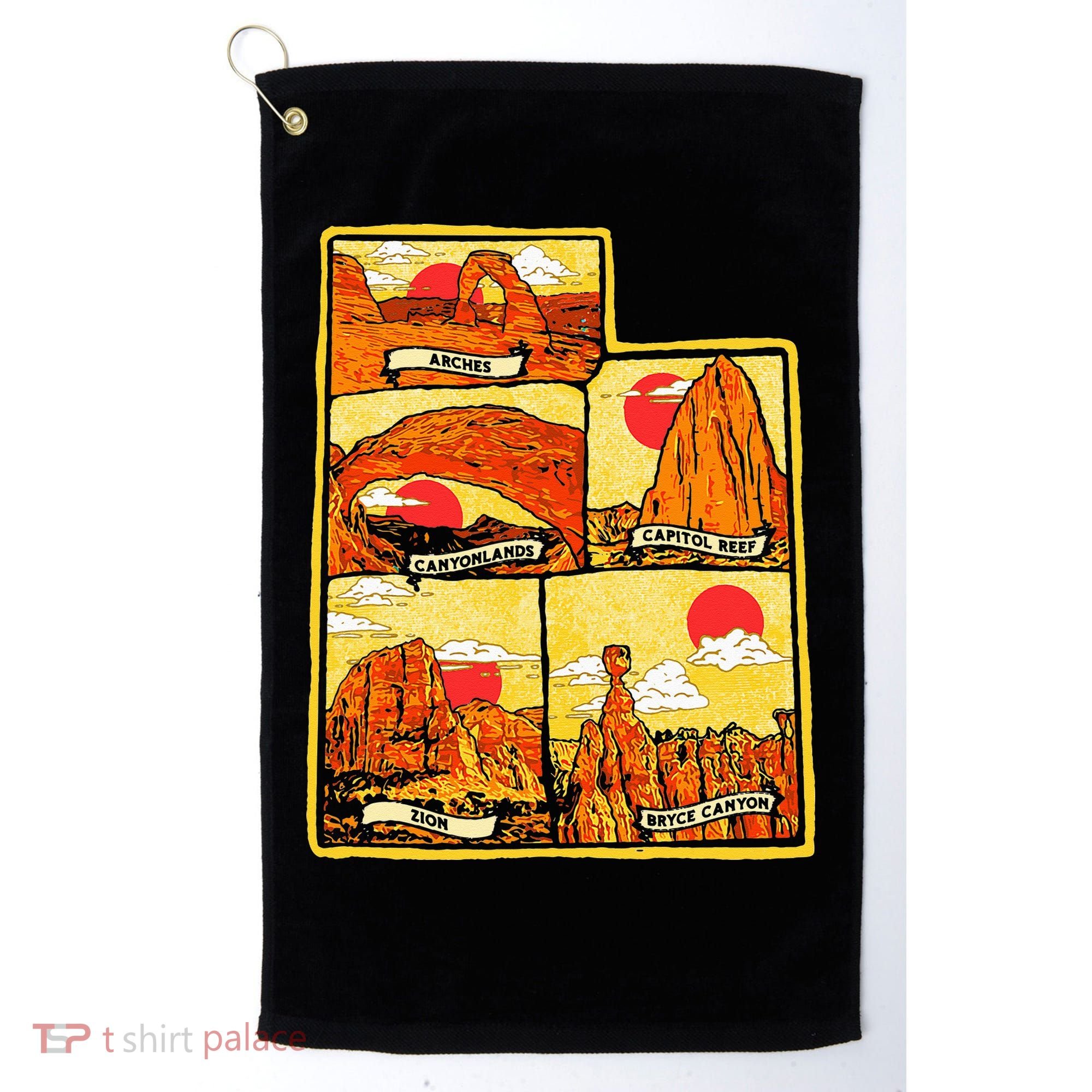 State of Utah Five National Parks Arches Zion Capitol Bryce Golf Towel