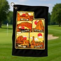 State of Utah Five National Parks Arches Zion Capitol Bryce Golf Towel thumb 1