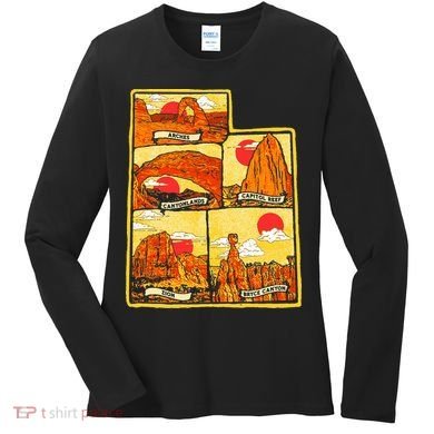 State of Utah Five National Parks Arches Zion Capitol Bryce Women's Long Sleeve Shirt