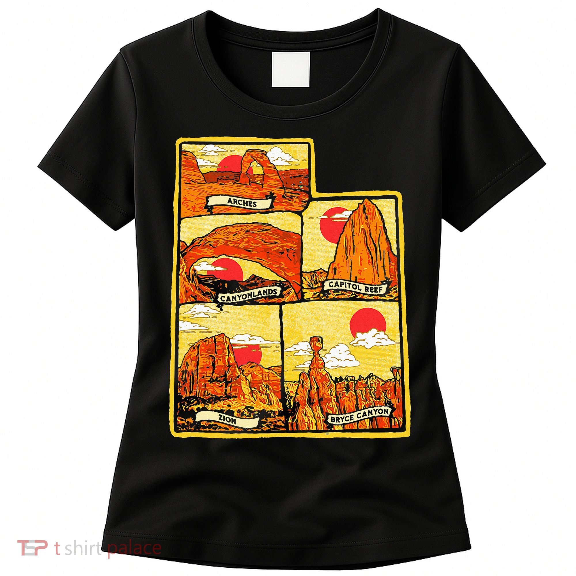 State of Utah Five National Parks Arches Zion Capitol Bryce Women's T-Shirt