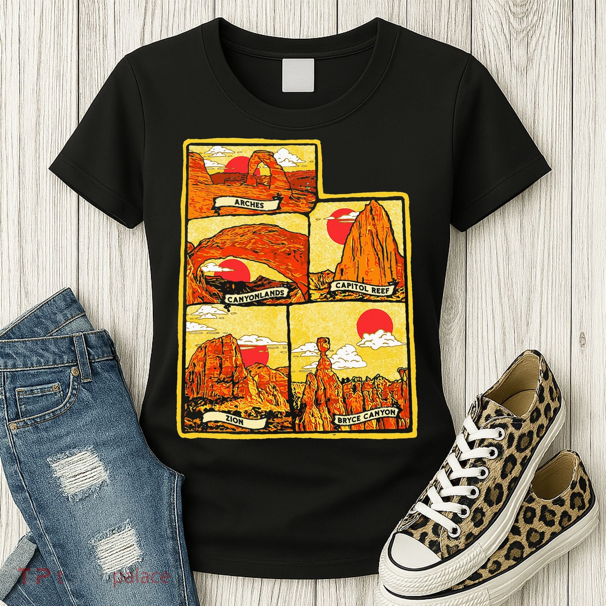 State of Utah Five National Parks Arches Zion Capitol Bryce Women's T-Shirt