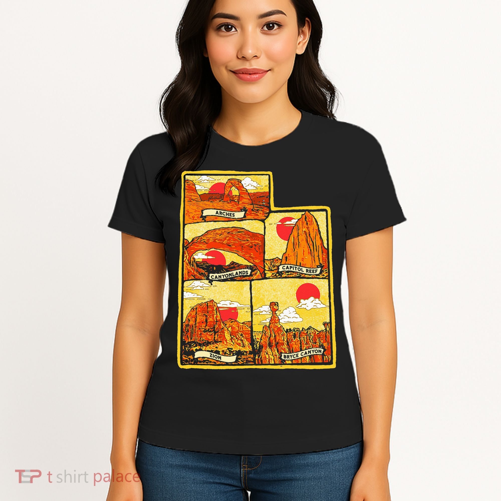 State of Utah Five National Parks Arches Zion Capitol Bryce Women's T-Shirt
