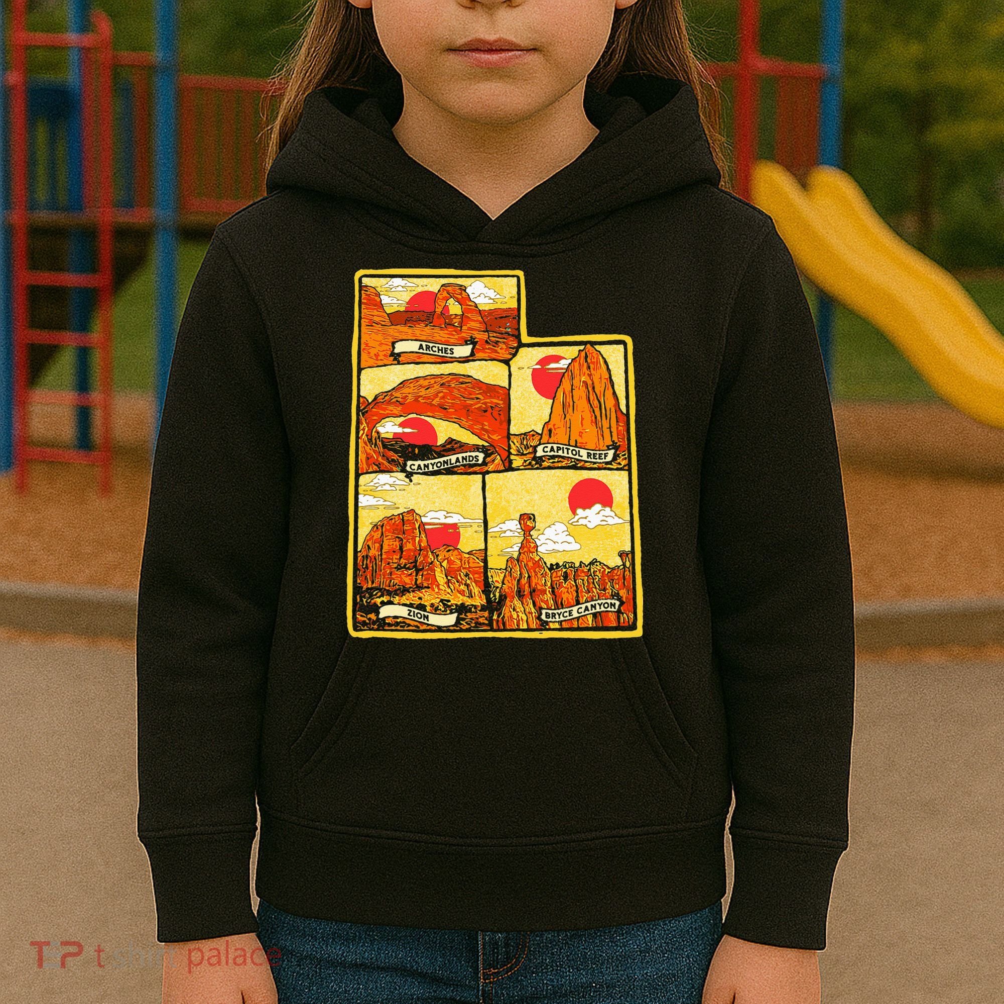 State of Utah Five National Parks Arches Zion Capitol Bryce Kids Hoodie