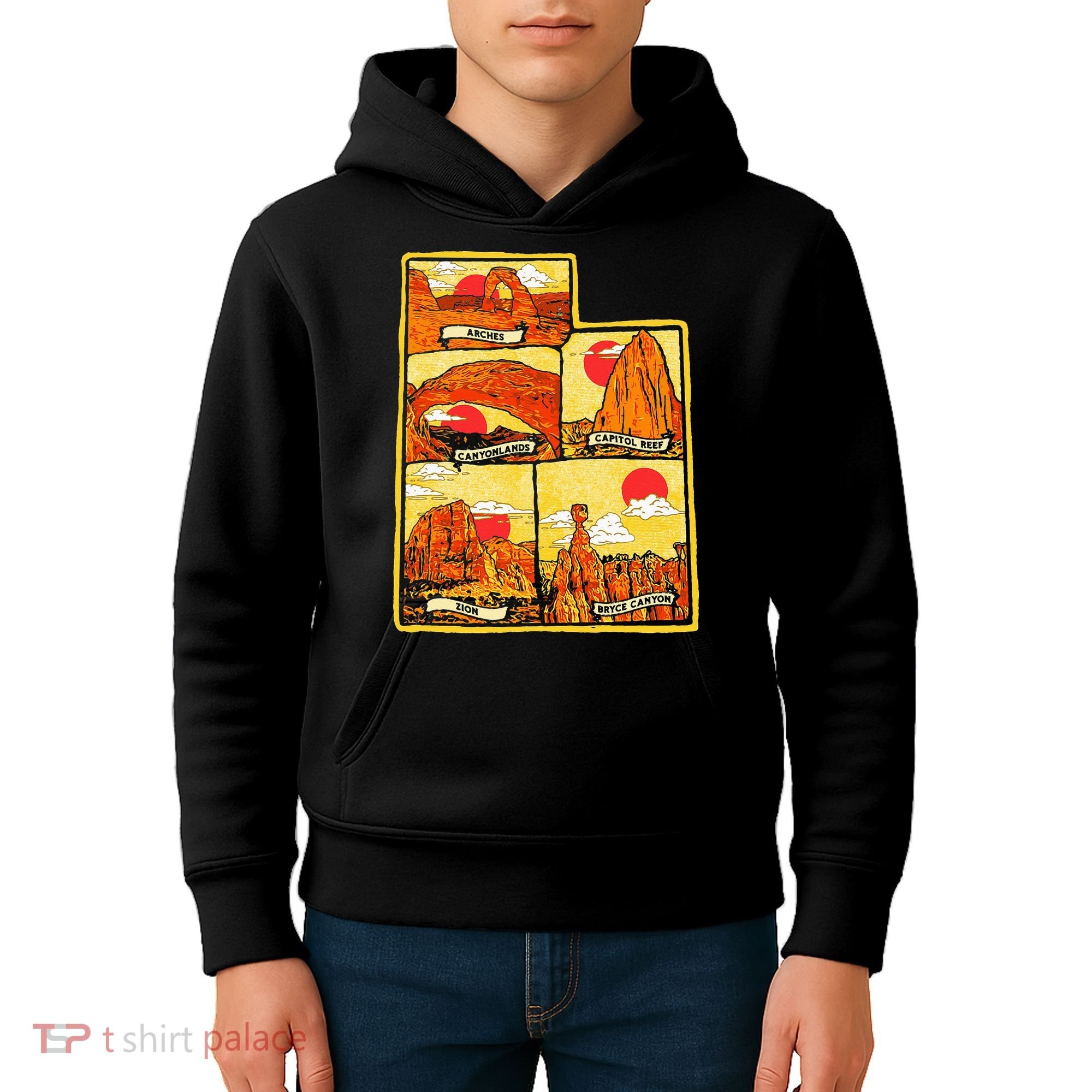 State of Utah Five National Parks Arches Zion Capitol Bryce Kids Hoodie