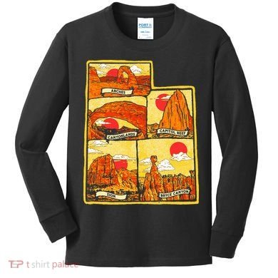 State of Utah Five National Parks Arches Zion Capitol Bryce Kids Long Sleeve Shirt