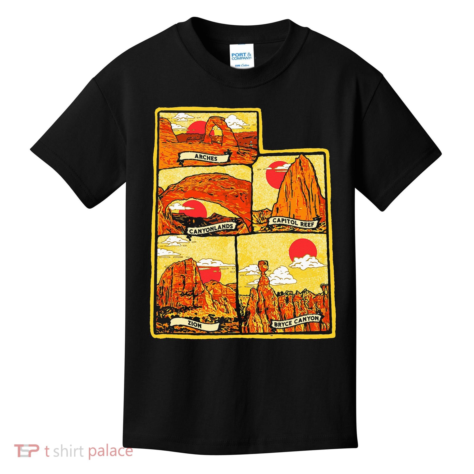 State of Utah Five National Parks Arches Zion Capitol Bryce Kids T-Shirt