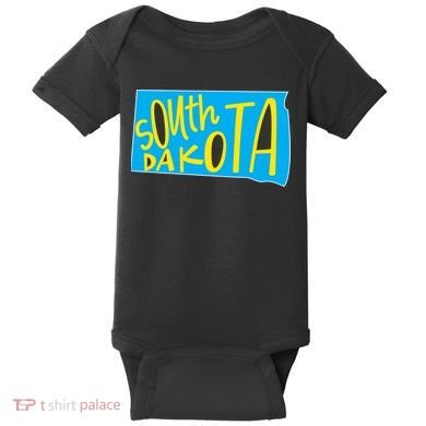 South Dakota Hand Drawn State Outline Baby Bodysuit