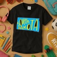 South Dakota Hand Drawn State Outline Kids T-Shirt thumb 3