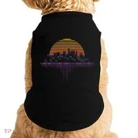 Synthwave Outrun Vaporwave City Sunset Aesthetic Doggie Tank thumb 0