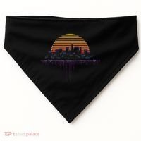 Synthwave Outrun Vaporwave City Sunset Aesthetic USA-Made Doggie Bandana thumb 0