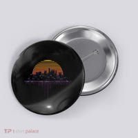 Synthwave Outrun Vaporwave City Sunset Aesthetic Button thumb 0
