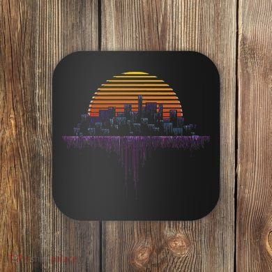 Synthwave Outrun Vaporwave City Sunset Aesthetic Coaster