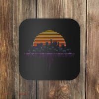 Synthwave Outrun Vaporwave City Sunset Aesthetic Coaster thumb 0