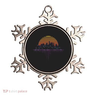 Synthwave Outrun Vaporwave City Sunset Aesthetic Ornament