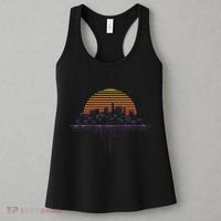 Synthwave Outrun Vaporwave City Sunset Aesthetic Women's Tank Top thumb 3