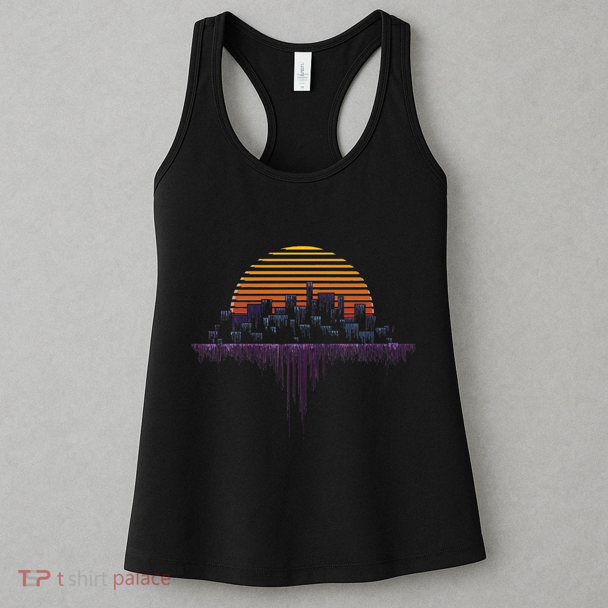 Synthwave Outrun Vaporwave City Sunset Aesthetic Women's Tank Top