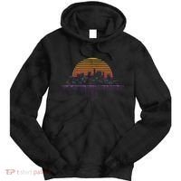 Synthwave Outrun Vaporwave City Sunset Aesthetic Tie Dye Hoodie thumb 0