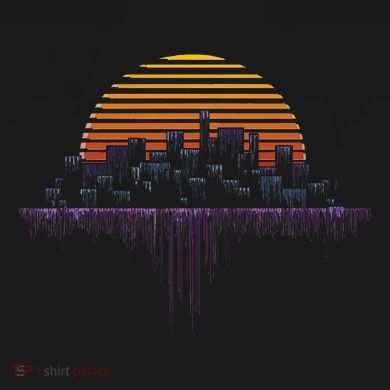 Synthwave Outrun Vaporwave City Sunset Aesthetic Tie Dye Hoodie