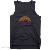 Synthwave Outrun Vaporwave City Sunset Aesthetic Tank Top thumb 0