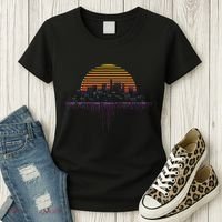 Synthwave Outrun Vaporwave City Sunset Aesthetic Women's T-Shirt thumb 3