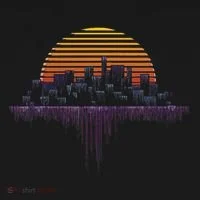 Synthwave Outrun Vaporwave City Sunset Aesthetic Women's T-Shirt thumb 6
