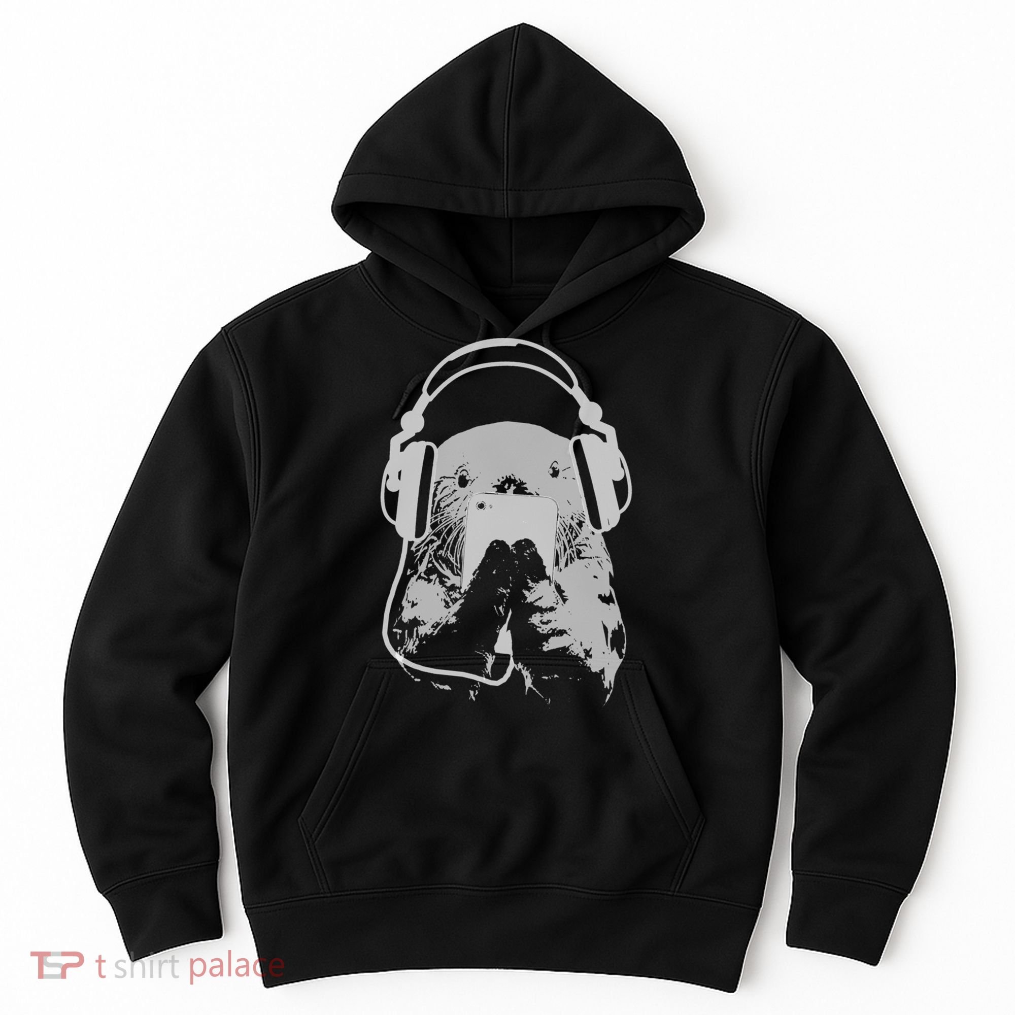 Sea Otter With Cell Phone And Headphones Gift Hoodie