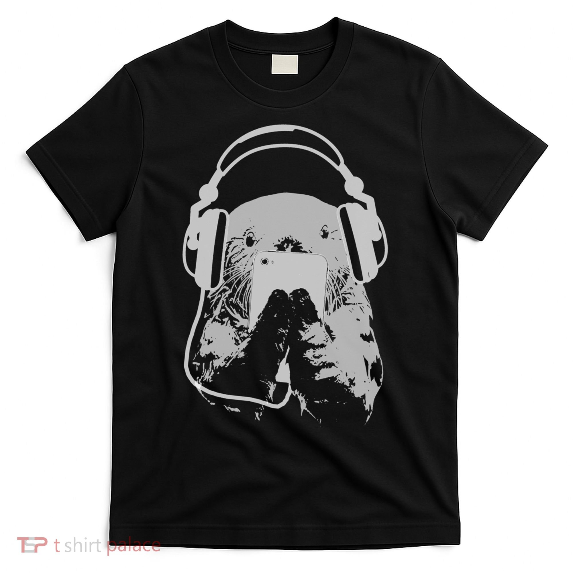Sea Otter With Cell Phone And Headphones Gift T-Shirt