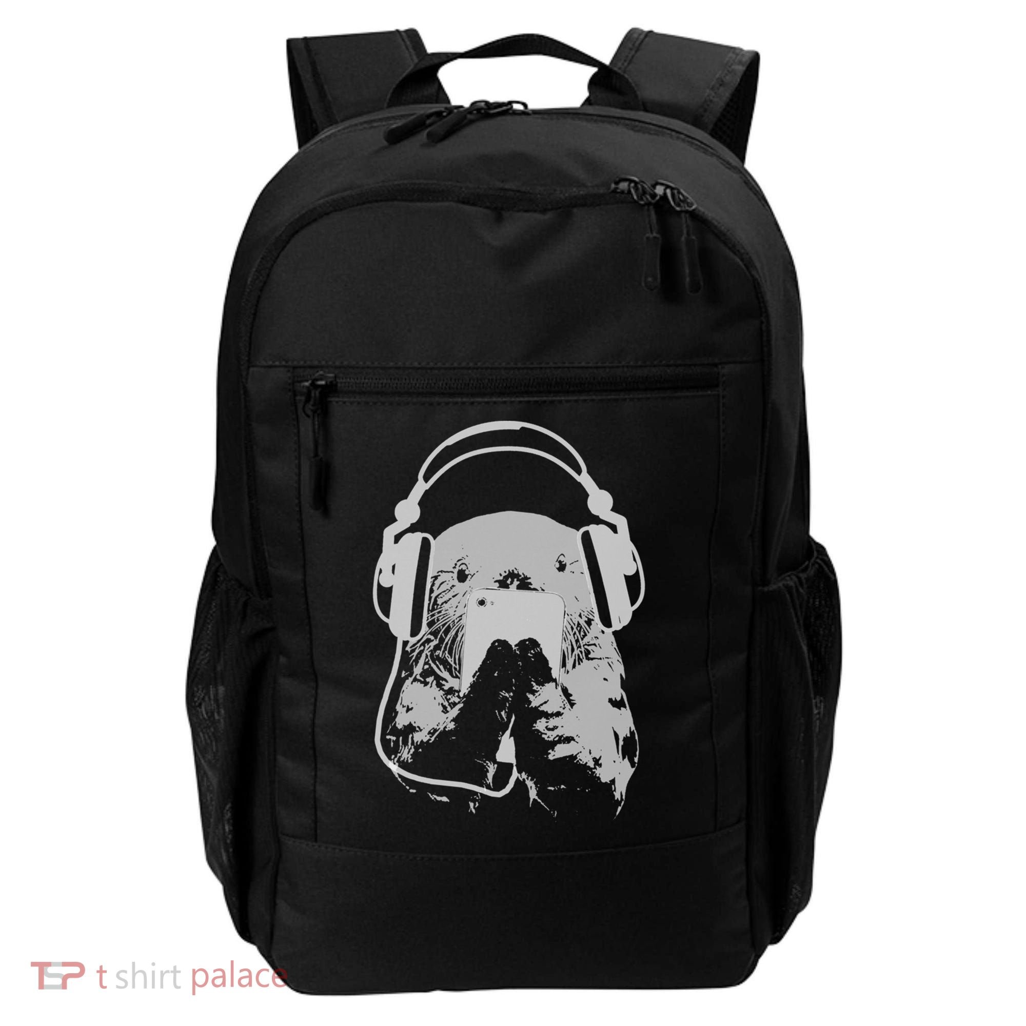 Sea Otter With Cell Phone And Headphones Gift Backpack