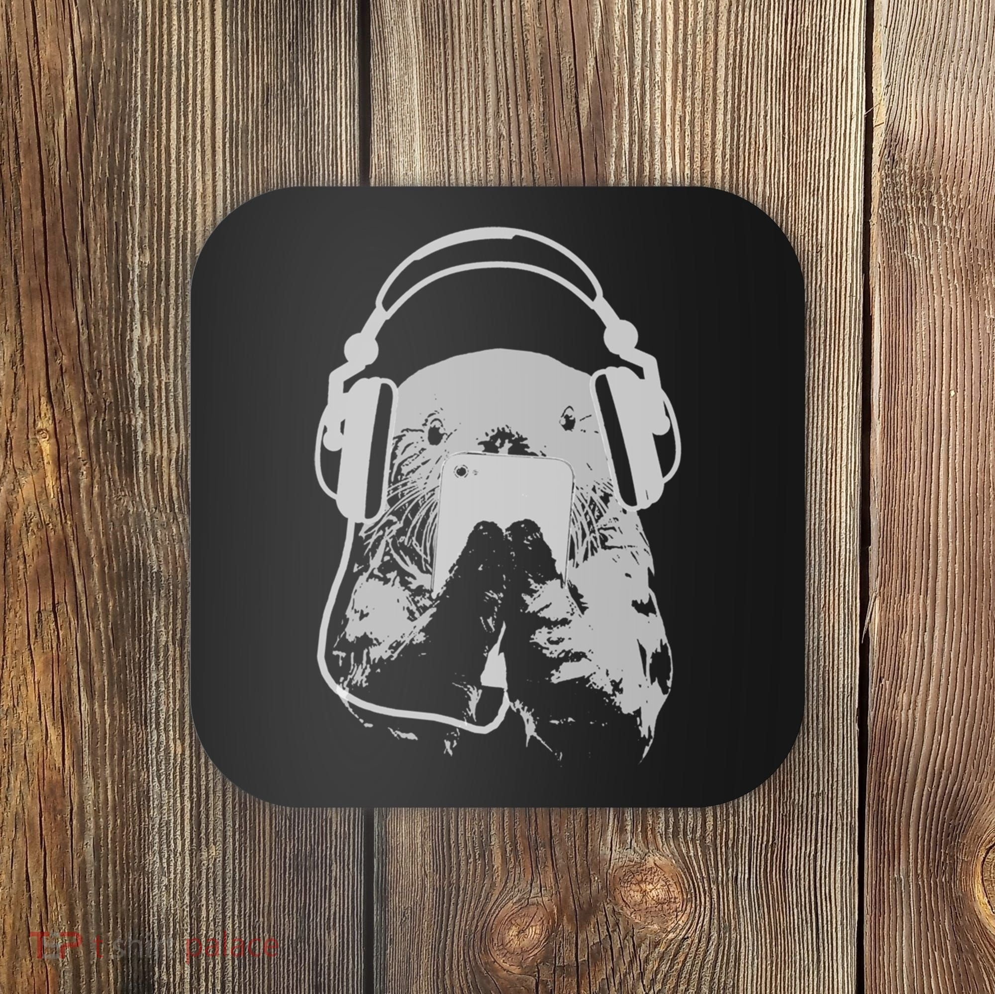 Sea Otter With Cell Phone And Headphones Gift Coaster