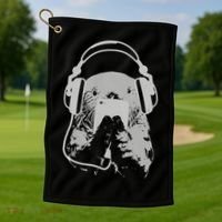 Sea Otter With Cell Phone And Headphones Gift Golf Towel thumb 1