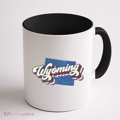 State Of Wyoming Retro Logo Coffee Mug back