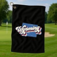 State Of Wyoming Retro Logo Golf Towel thumb 1