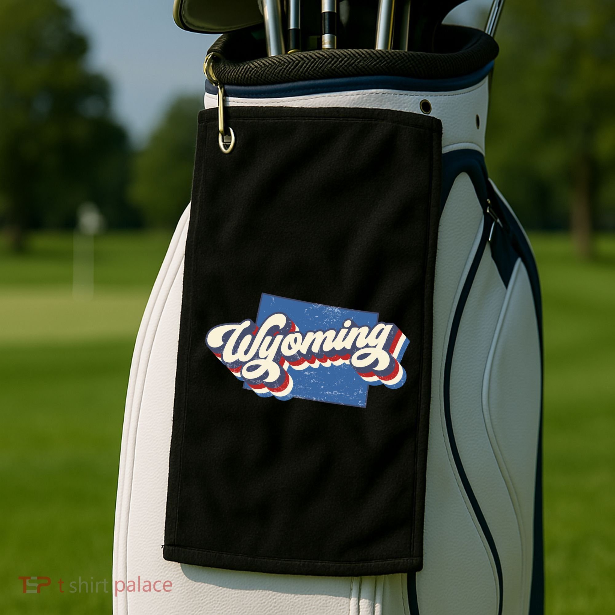 State Of Wyoming Retro Logo Golf Towel