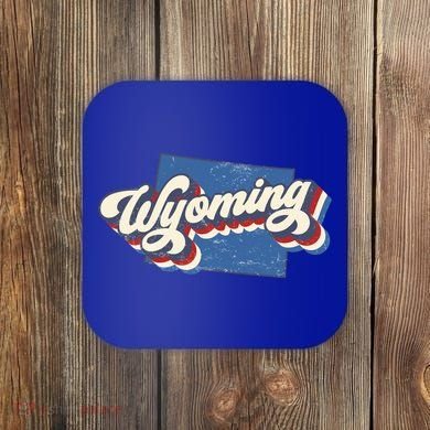 State Of Wyoming Retro Logo Coaster