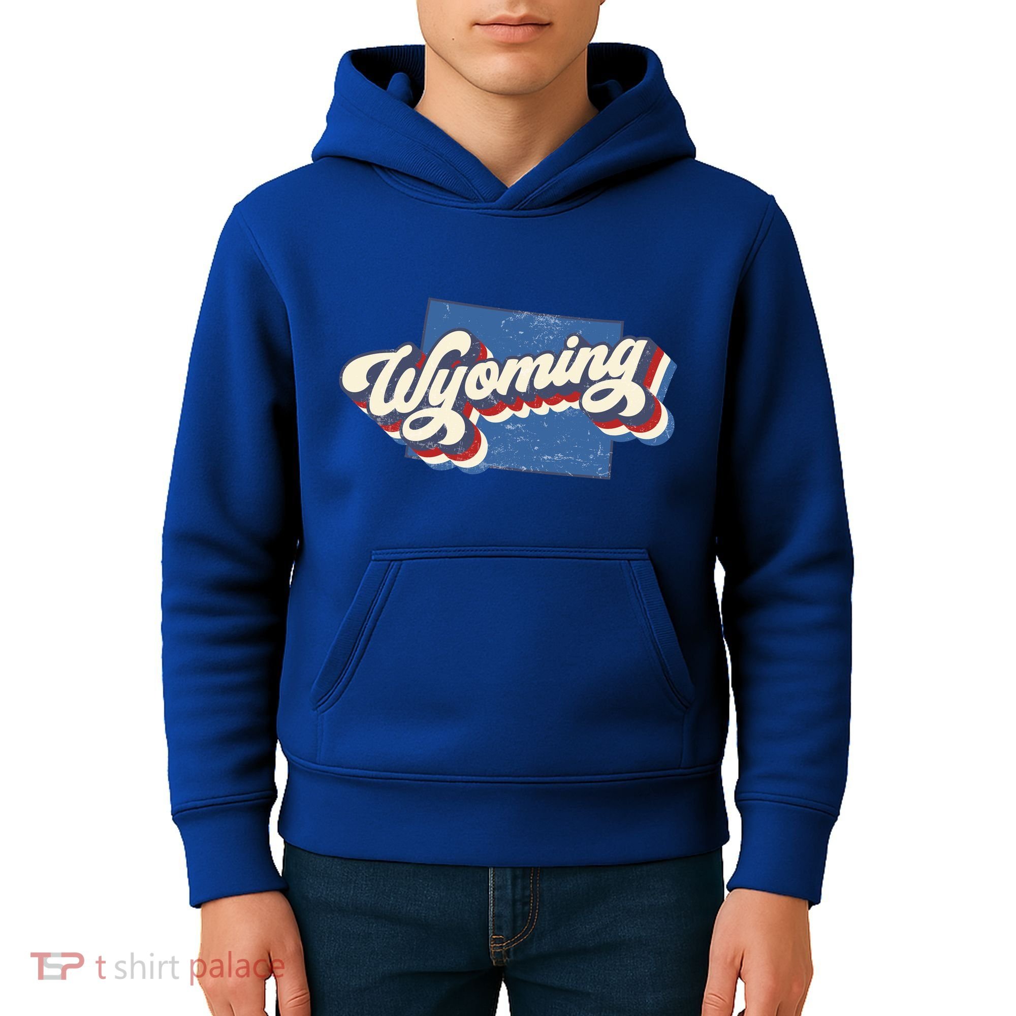 State Of Wyoming Retro Logo Kids Hoodie