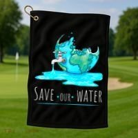 Save Our Water Earth Day Clean Water Conservation Golf Towel thumb 1