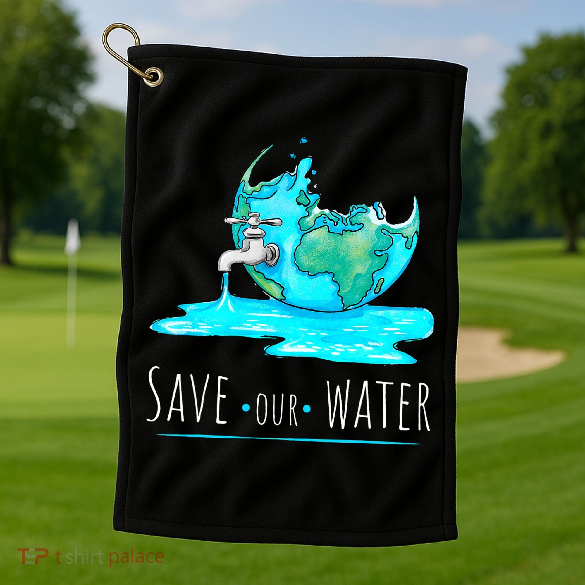 Save Our Water Earth Day Clean Water Conservation Golf Towel