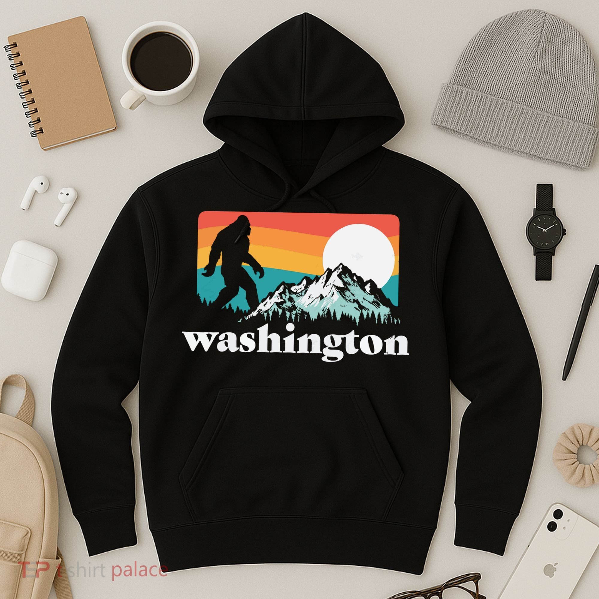 State Of Washington Pacific Northwest Bigfoot Mountain Hoodie