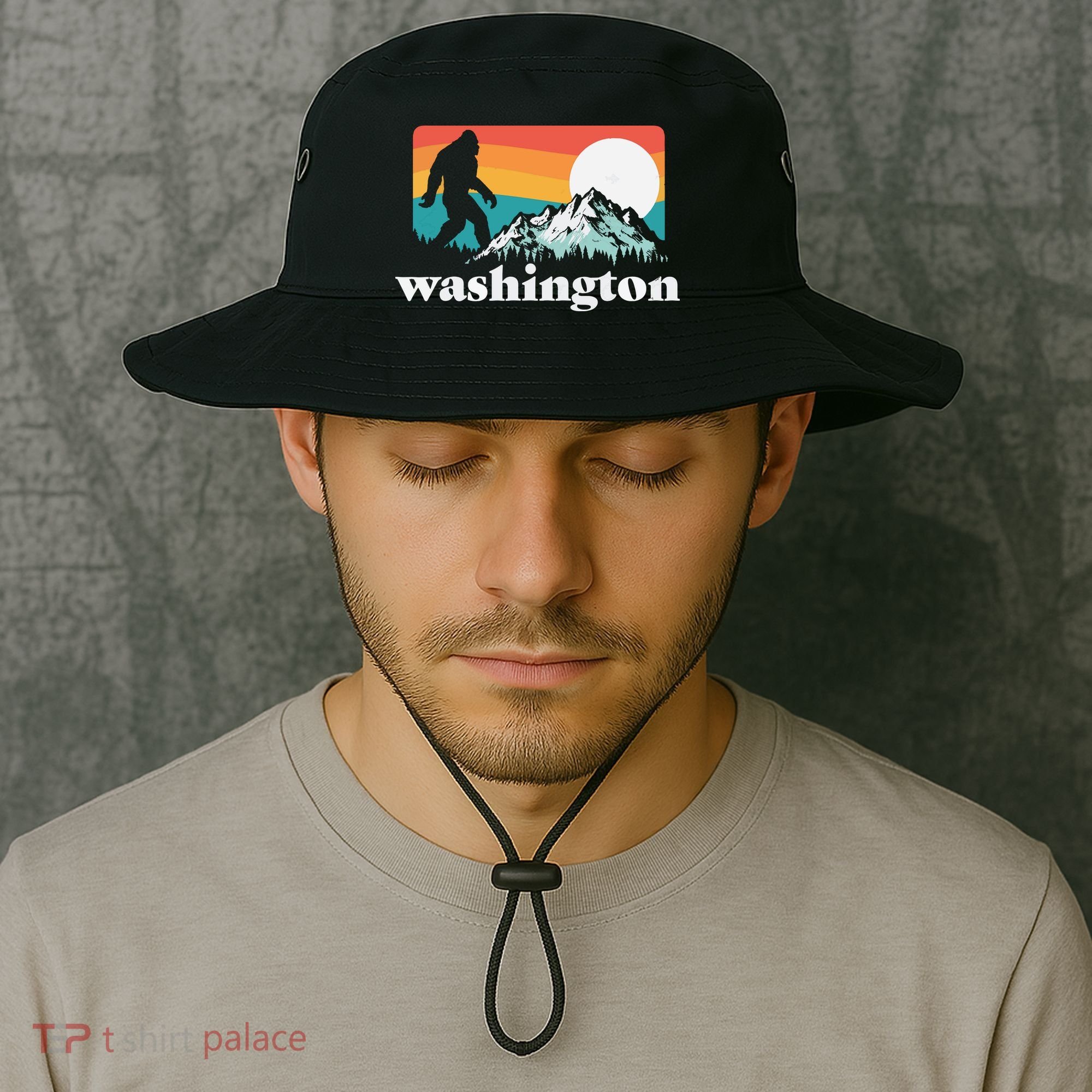 State Of Washington Pacific Northwest Bigfoot Mountain Bucket Hat