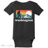 State Of Washington Pacific Northwest Bigfoot Mountain Baby Bodysuit thumb 0