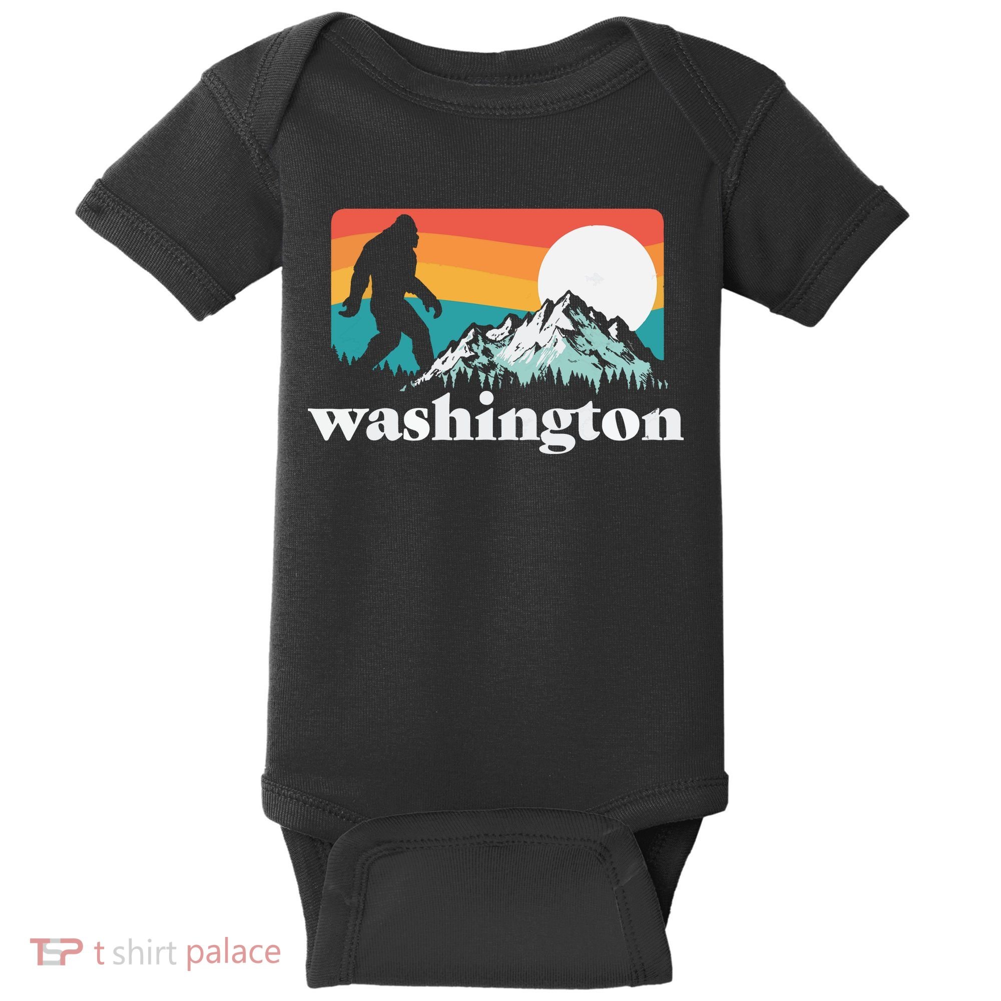 State Of Washington Pacific Northwest Bigfoot Mountain Baby Bodysuit