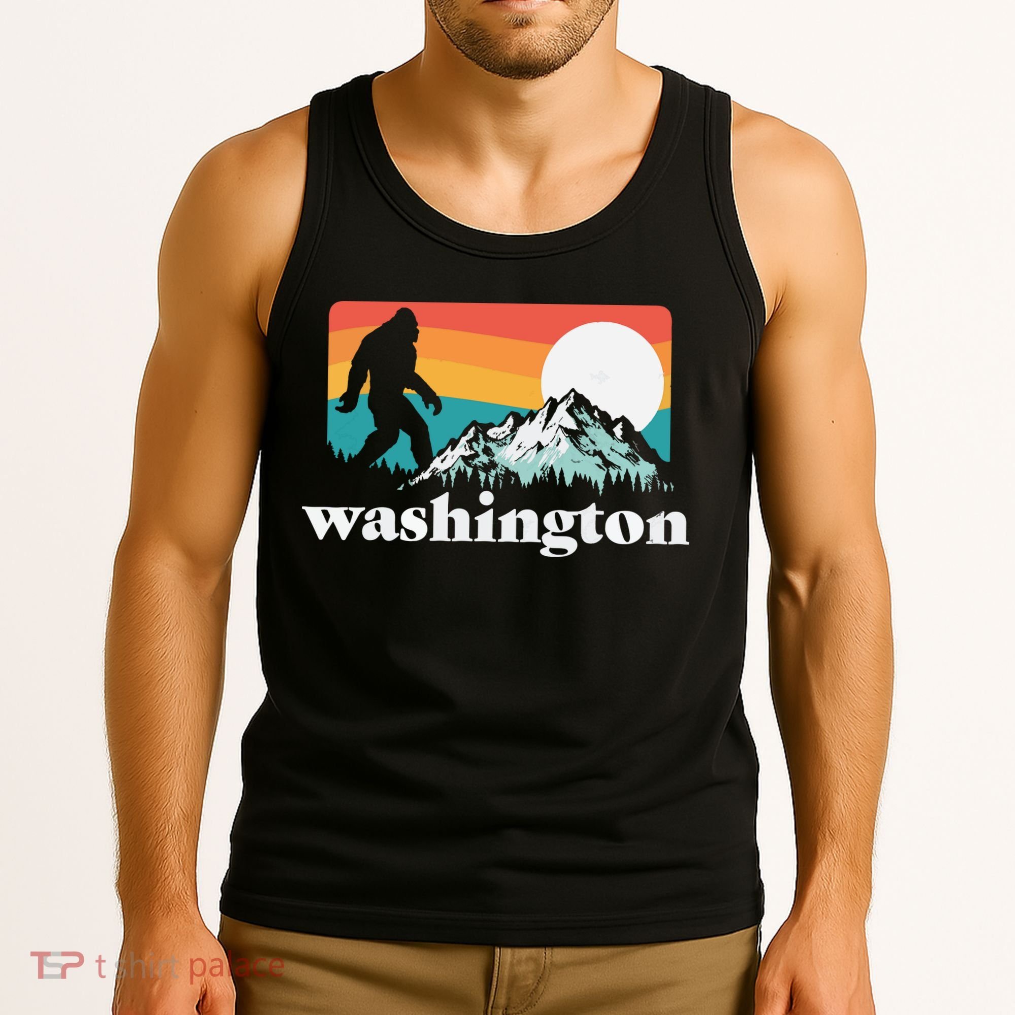 State Of Washington Pacific Northwest Bigfoot Mountain Tank Top