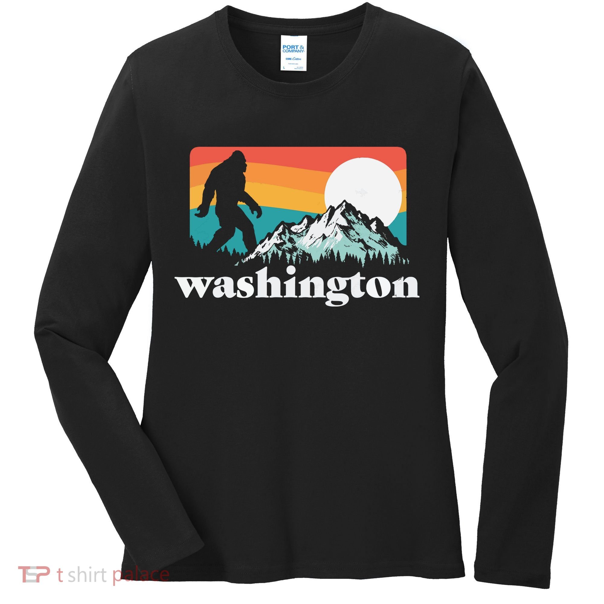 State Of Washington Pacific Northwest Bigfoot Mountain Women's Long Sleeve Shirt