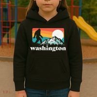 State Of Washington Pacific Northwest Bigfoot Mountain Kids Hoodie thumb 3