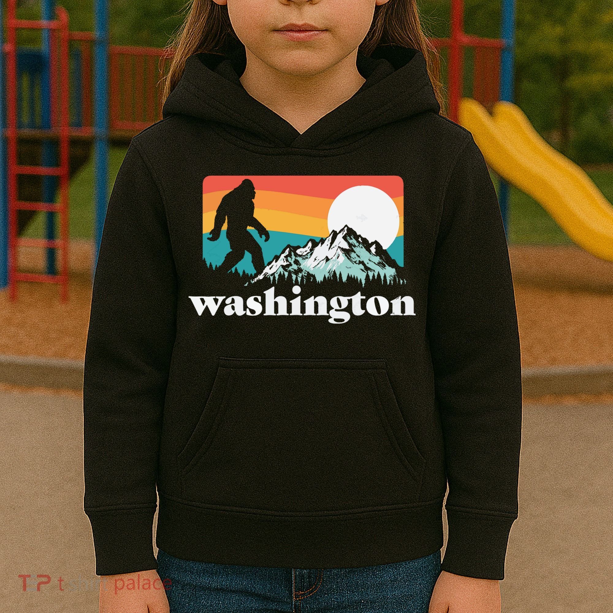 State Of Washington Pacific Northwest Bigfoot Mountain Kids Hoodie