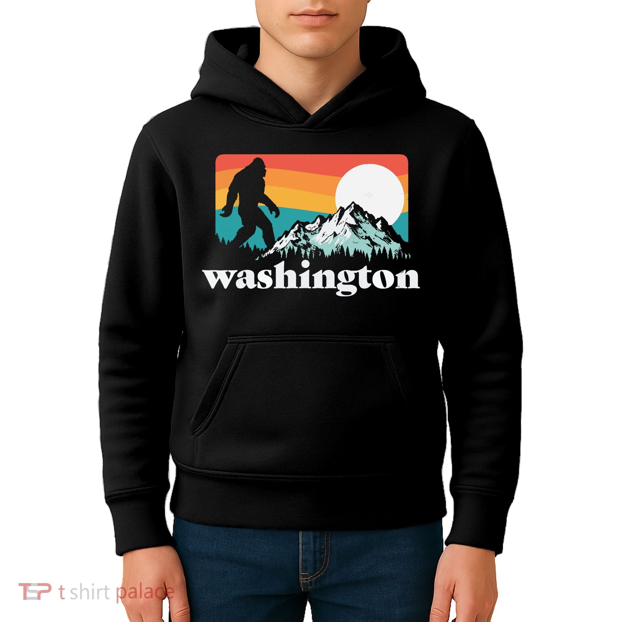 State Of Washington Pacific Northwest Bigfoot Mountain Kids Hoodie