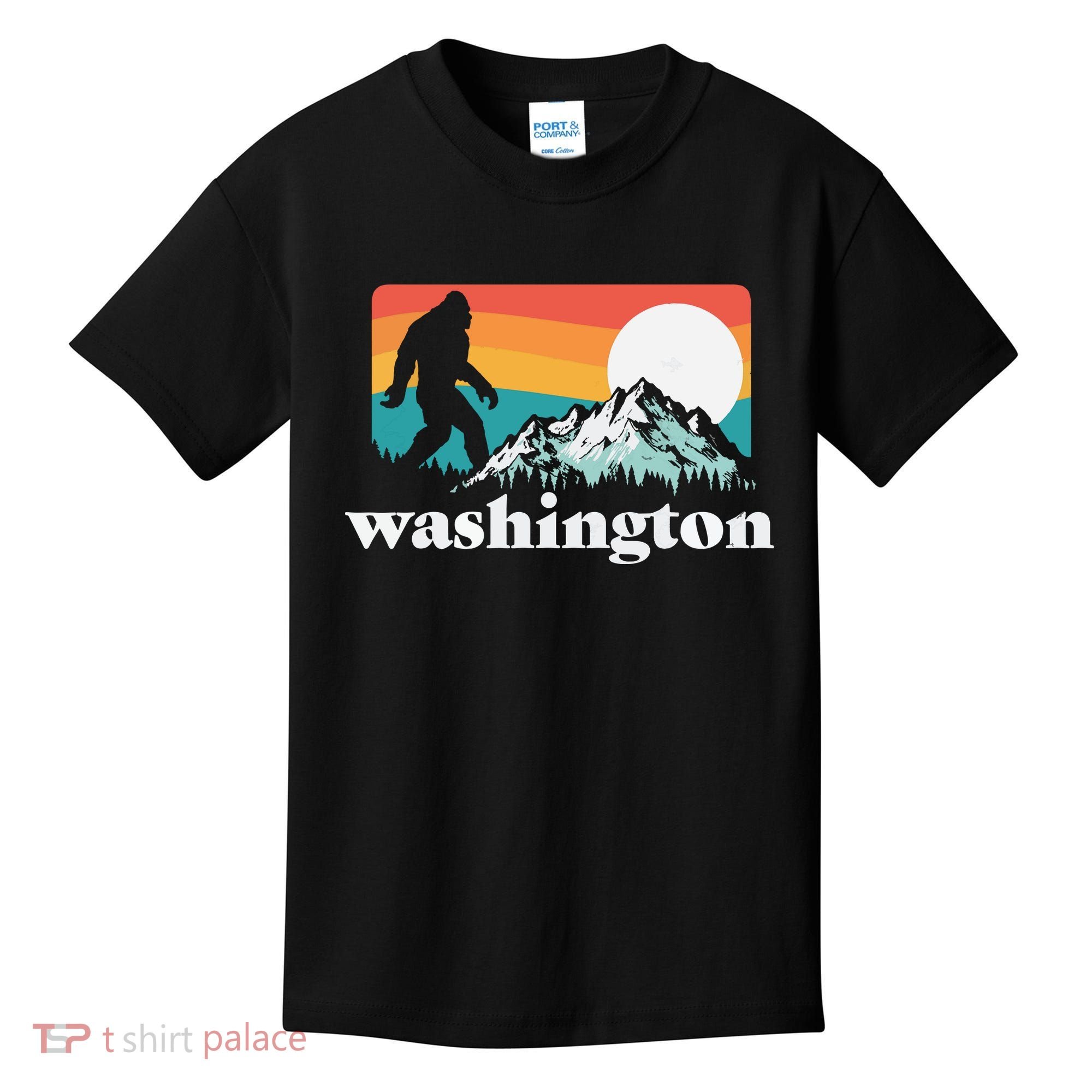 State Of Washington Pacific Northwest Bigfoot Mountain Kids T-Shirt