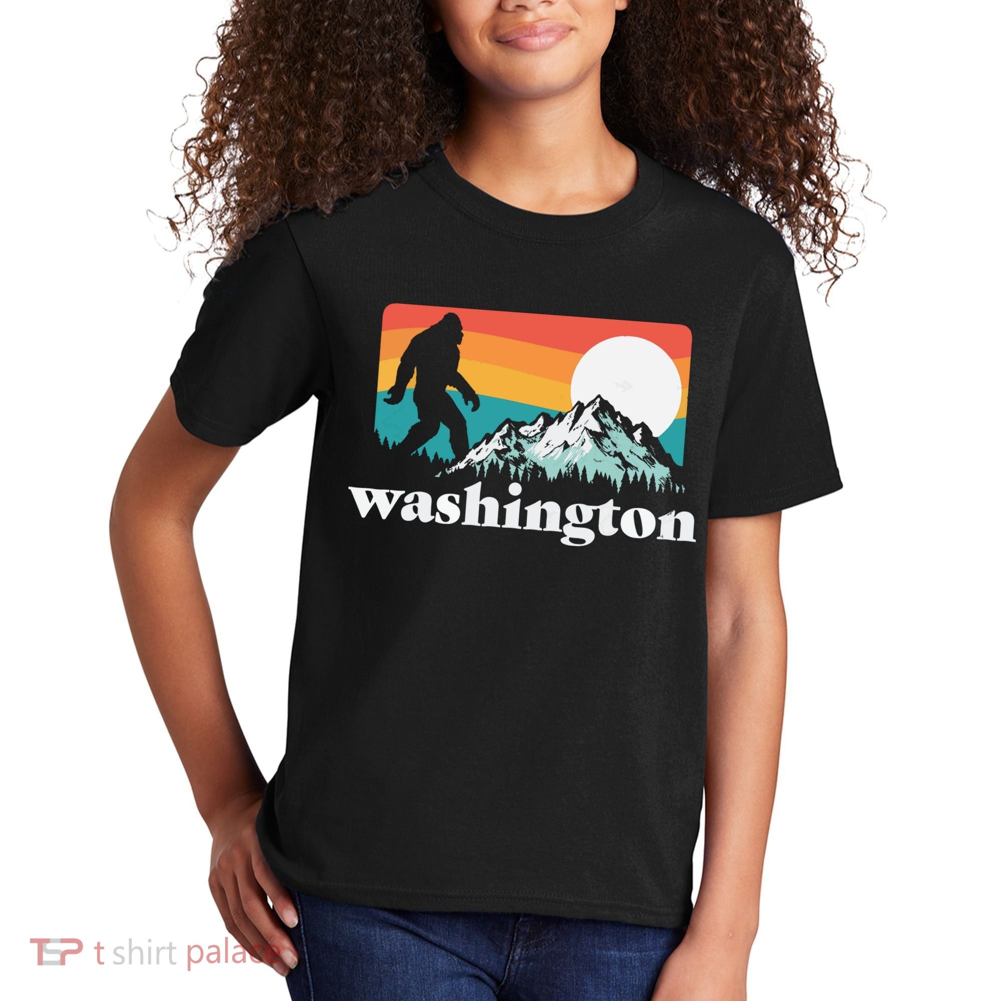 State Of Washington Pacific Northwest Bigfoot Mountain Kids T-Shirt